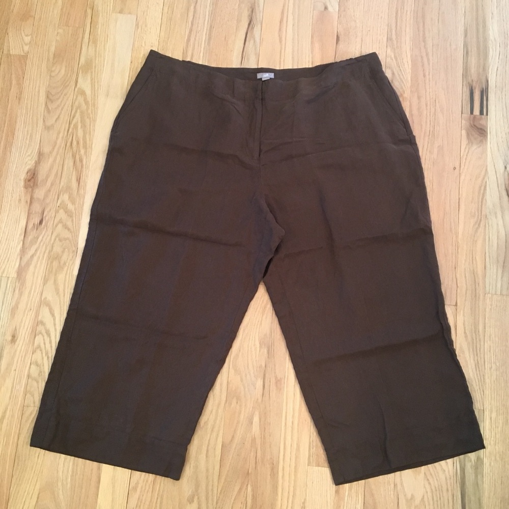 NWT J. Jill wide leg “bark” silk/linen capris 22W